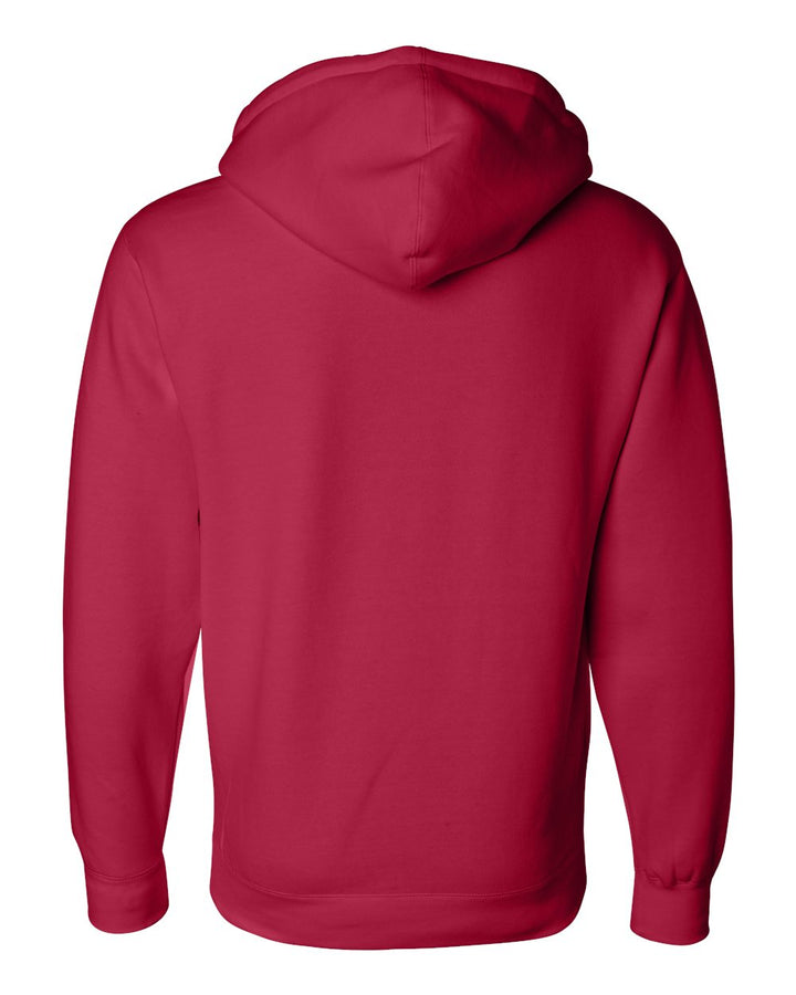 Rear View of Red Heavyweight Hooded Sweatshirt - IND4000