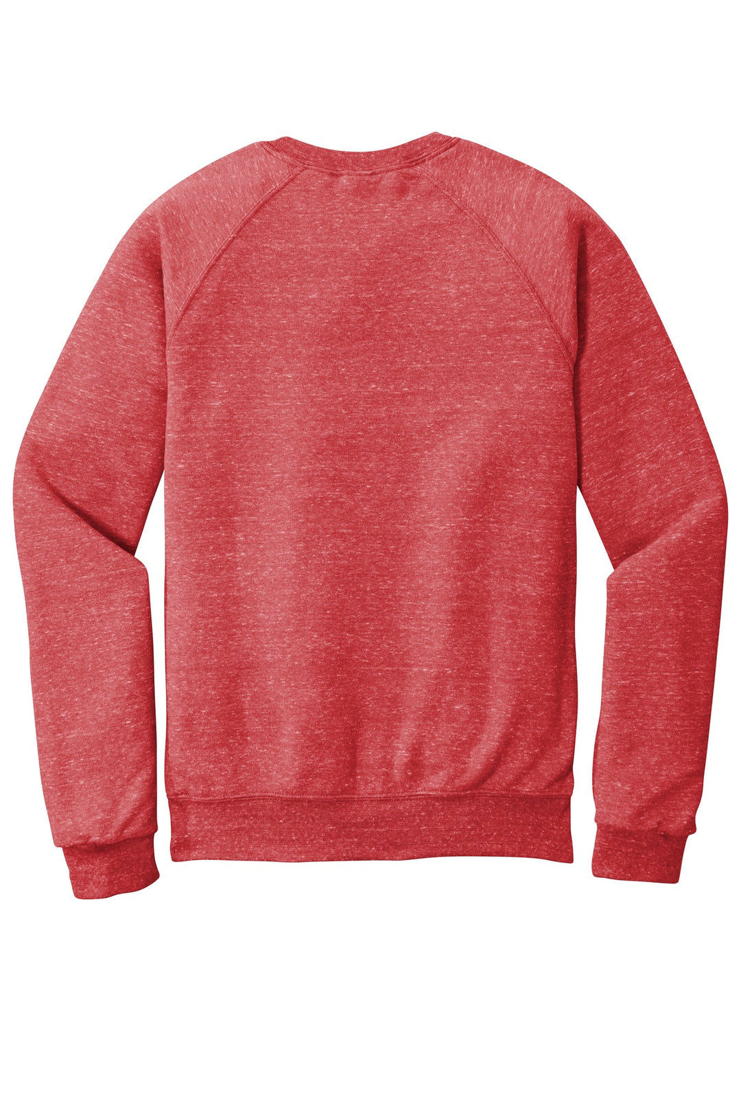 Rear View of Red Jerzees Snow Heather French Terry Raglan Crew 91M