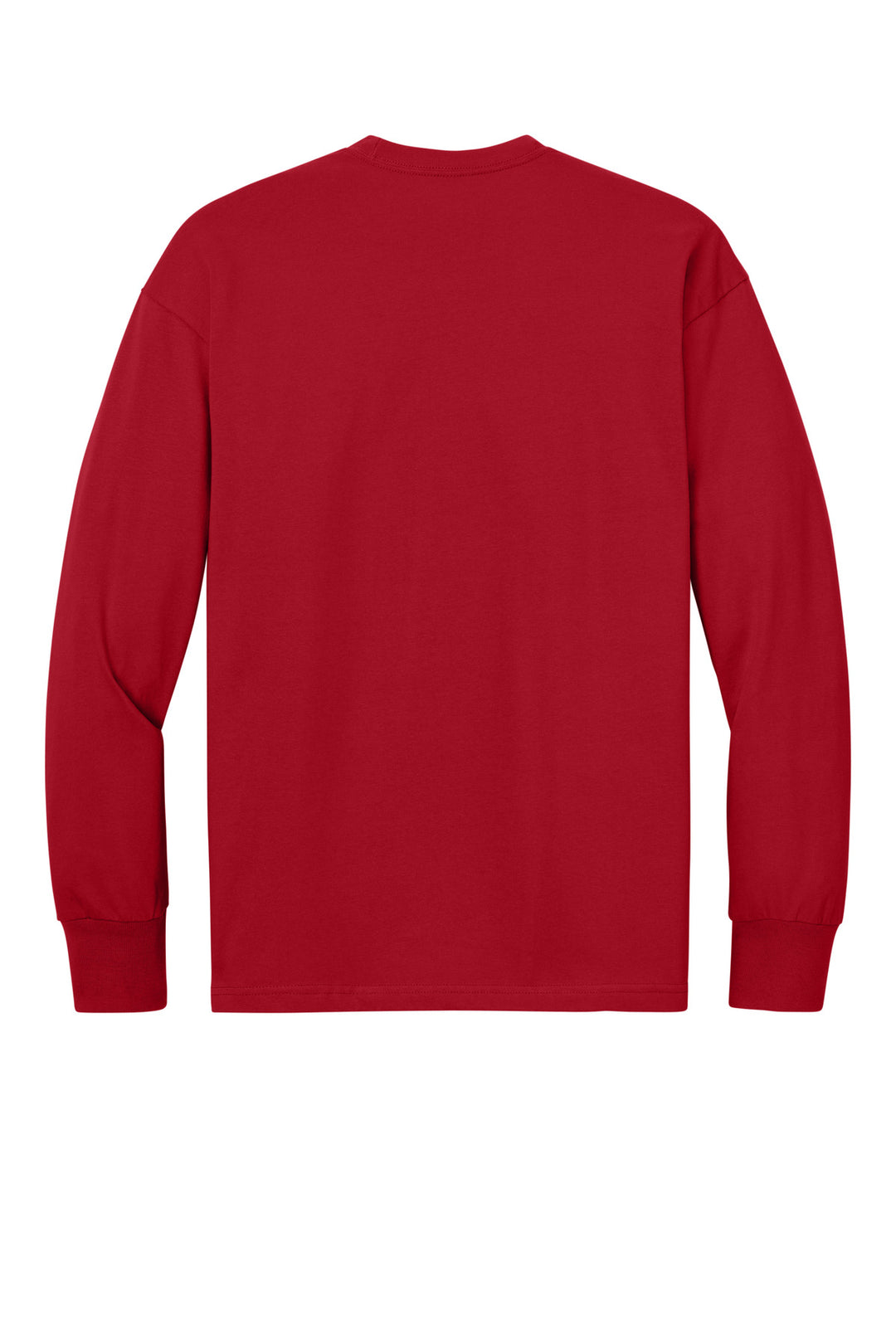 Rear View of Red Next Level Apparel Heavyweight Long Sleeve Tee NL7211