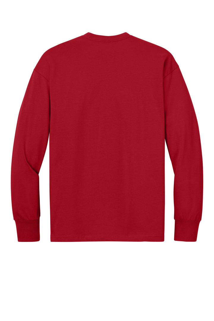 Rear View of Red Next Level Apparel Heavyweight Long Sleeve Tee NL7211