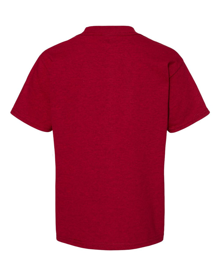 Rear View of Red Pepper Heather Essential-T Youth T-Shirt - 5480