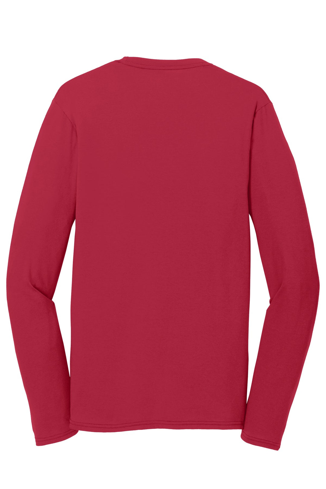 Rear View of Red Port & Company Long Sleeve Performance Blend Tee. PC381LS