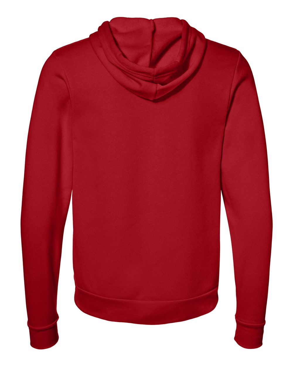 Rear View of Red Sponge Fleece Full-Zip Hoodie - 3739