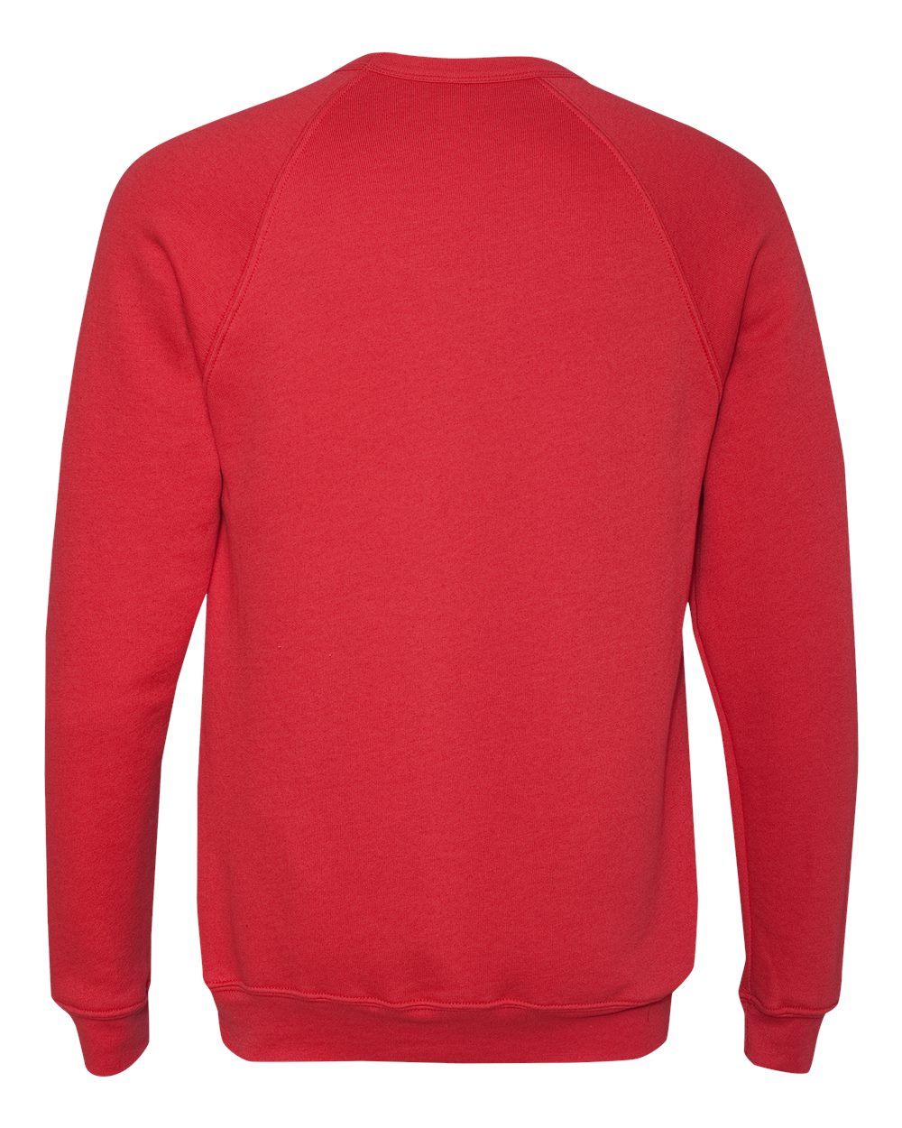 Rear View of Red Sponge Fleece Raglan Crewneck Sweatshirt - 3901
