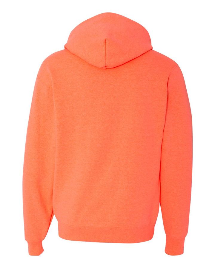Rear View of Retro Heather Coral NuBlend® Hooded Sweatshirt - 996MR