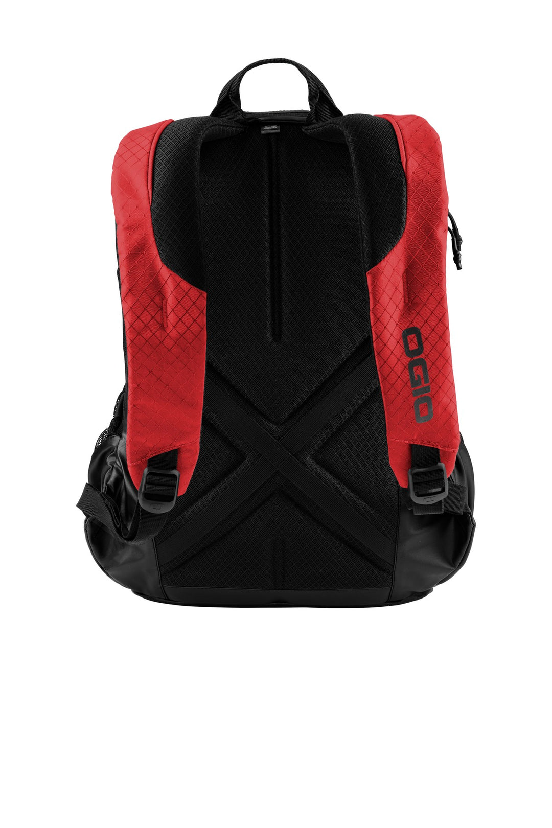 Rear View of Ripped Red OGIO Basis Pack. 91003