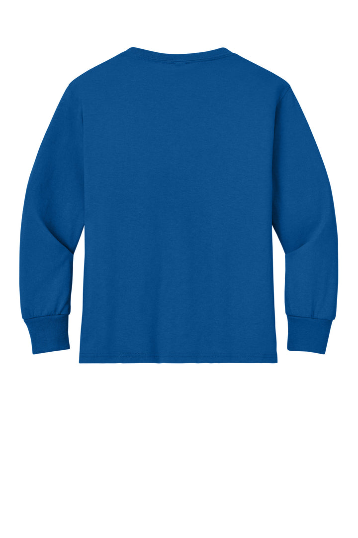 Rear View of Royal Jerzees Youth Dri-Power 50/50 Cotton/Poly Long Sleeve 29BL