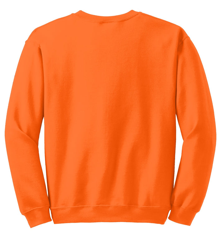 Rear View of S Orange Gildan Heavy Blend Crewneck Sweatshirt. 18000