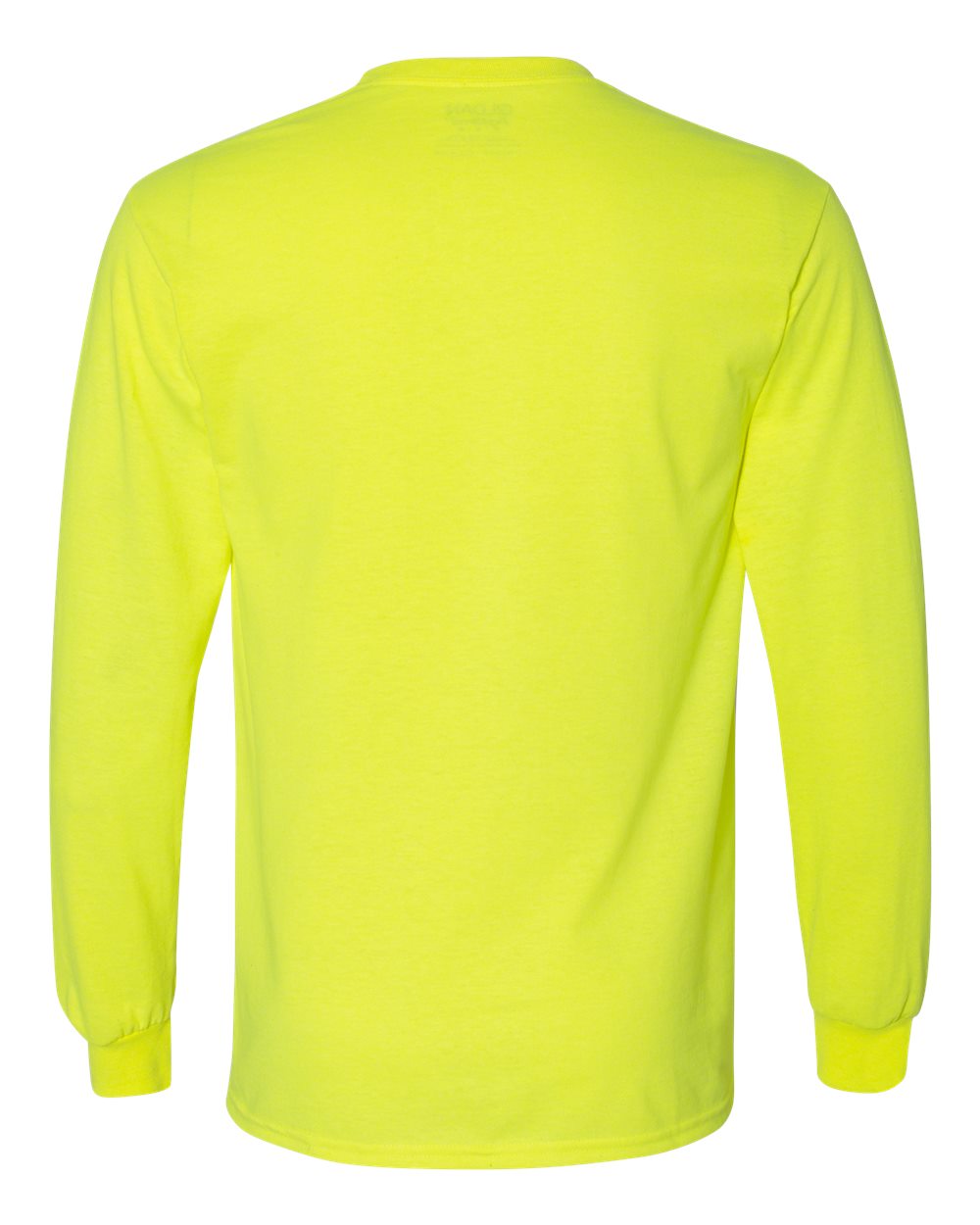Rear View of Safety Green DryBlend® 50/50 Long Sleeve T-Shirt - 8400