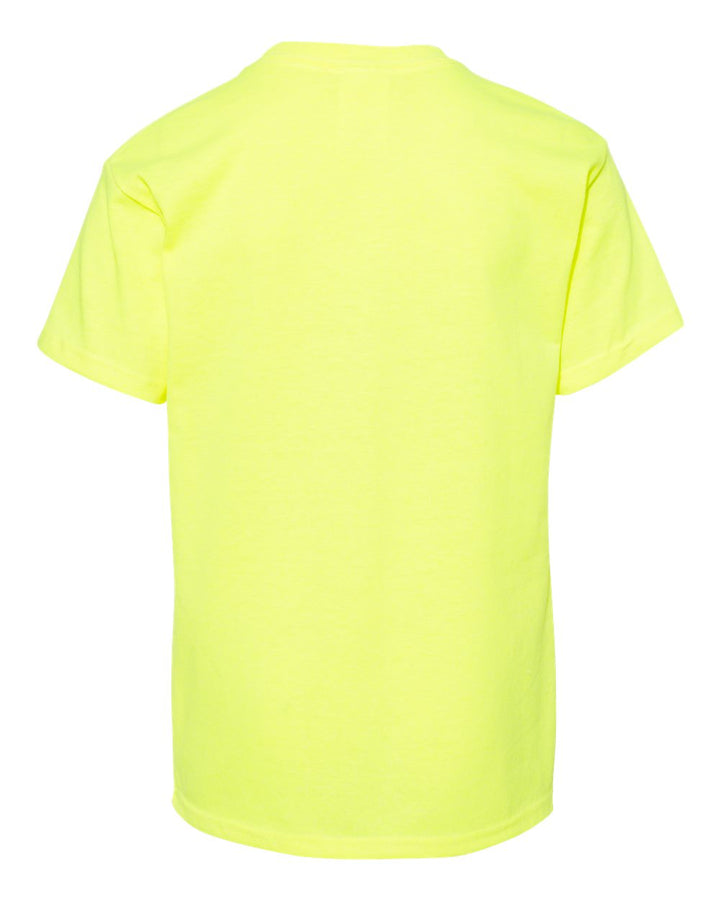 Rear View of Safety Green Ecosmart™ Youth T-Shirt - 5370