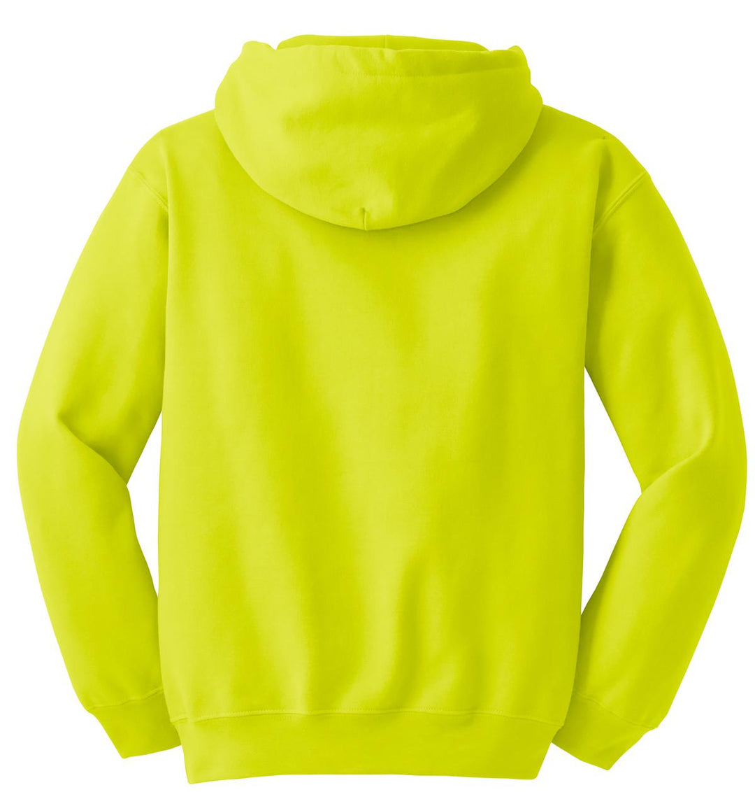 Rear View of Safety Green Gildan - DryBlend Pullover Hooded Sweatshirt. 12500