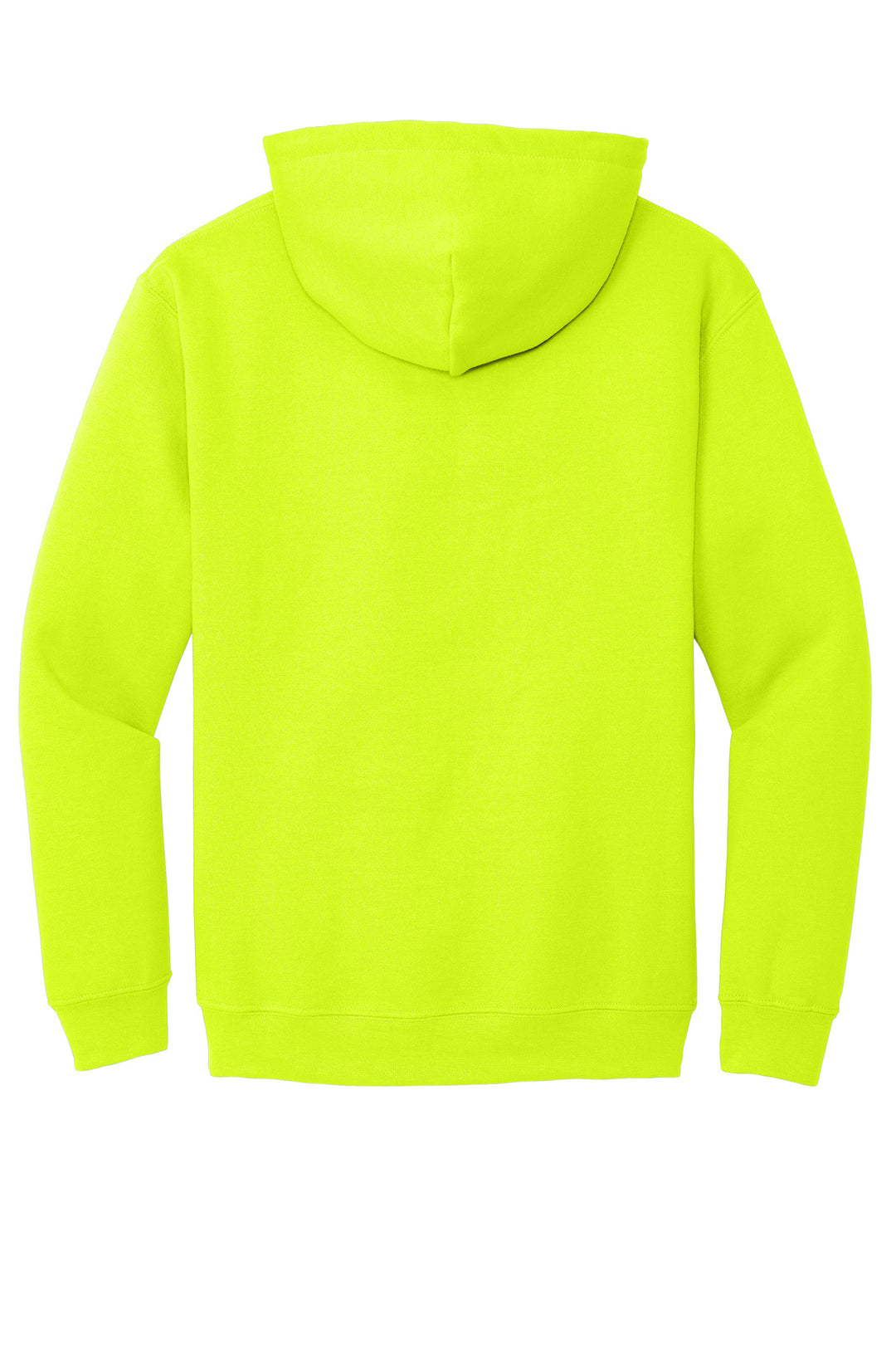 Rear View of Safety Green Gildan - Heavy Blend Hooded Sweatshirt. 18500