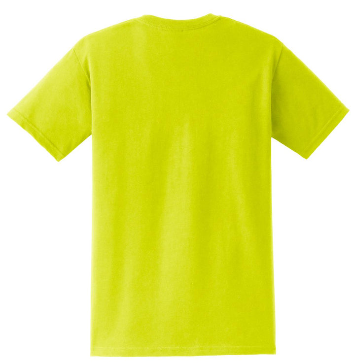 Rear View of Safety Green Gildan - Ultra Cotton 100% US Cotton T-Shirt with Pocket. 2300