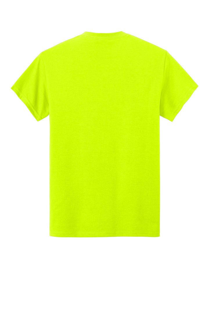 Rear View of Safety Green Gildan - Ultra Cotton 100% US Cotton T-Shirt with Pocket. 2300