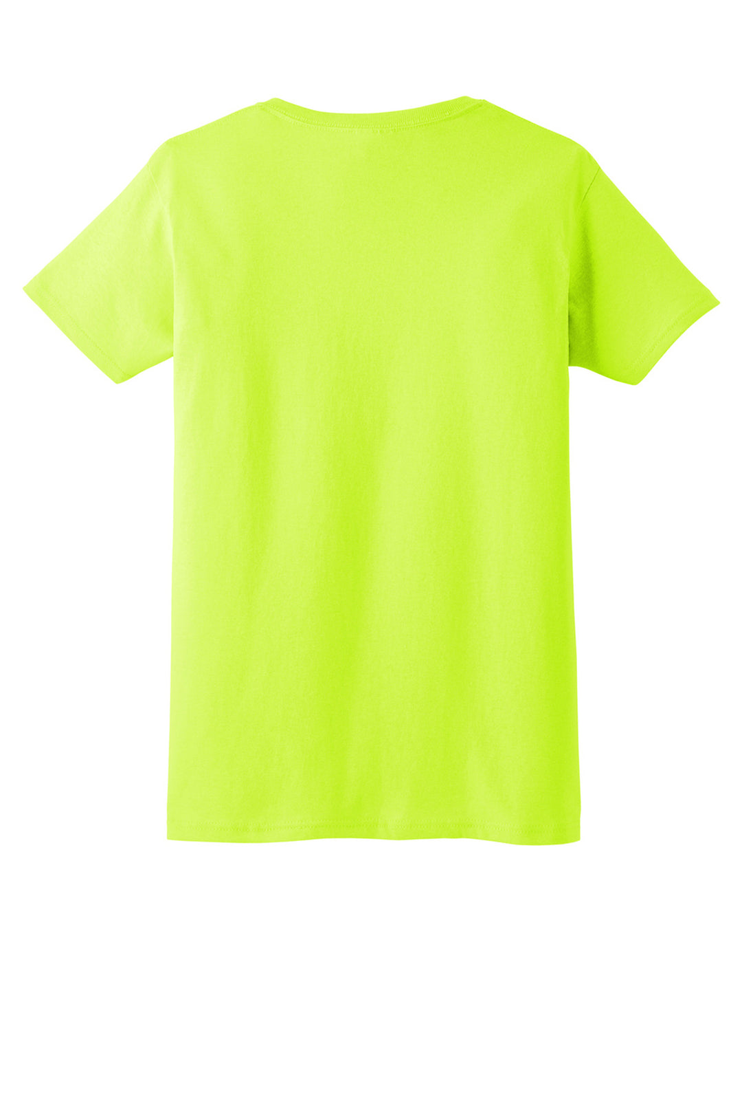 Rear View of Safety Green Gildan Women's Ultra Cotton 100% US Cotton T-Shirt. 2000L