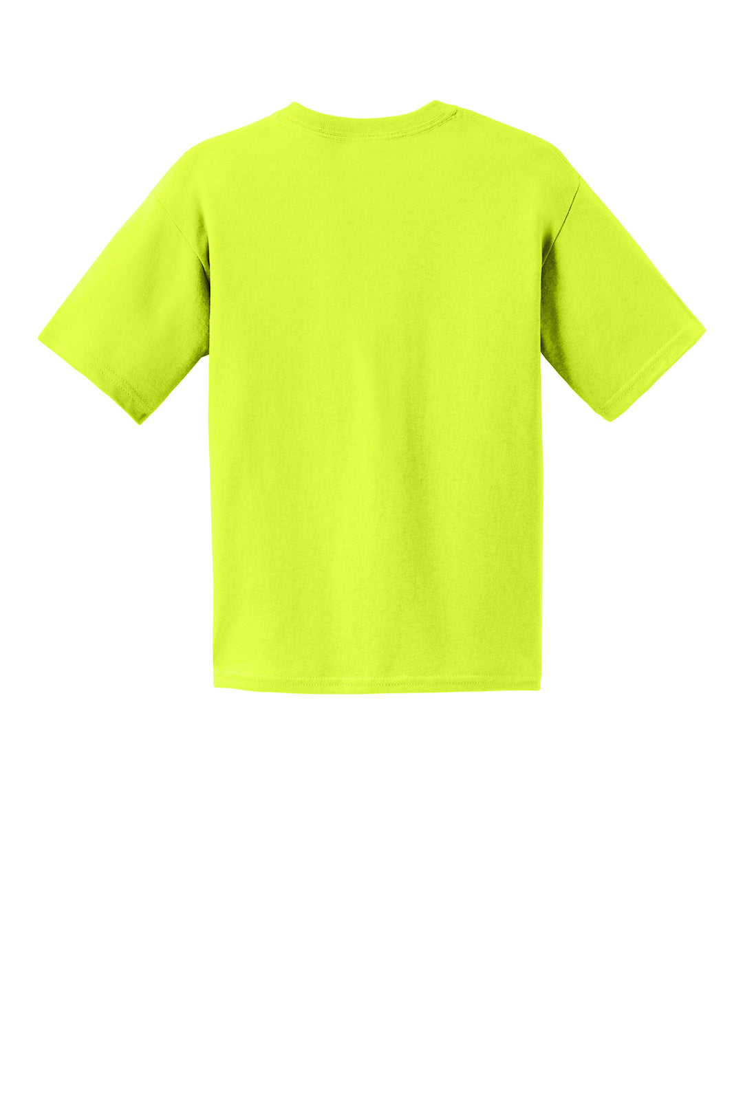 Rear View of Safety Green Gildan - Youth Ultra Cotton 100% US Cotton T-Shirt. 2000B