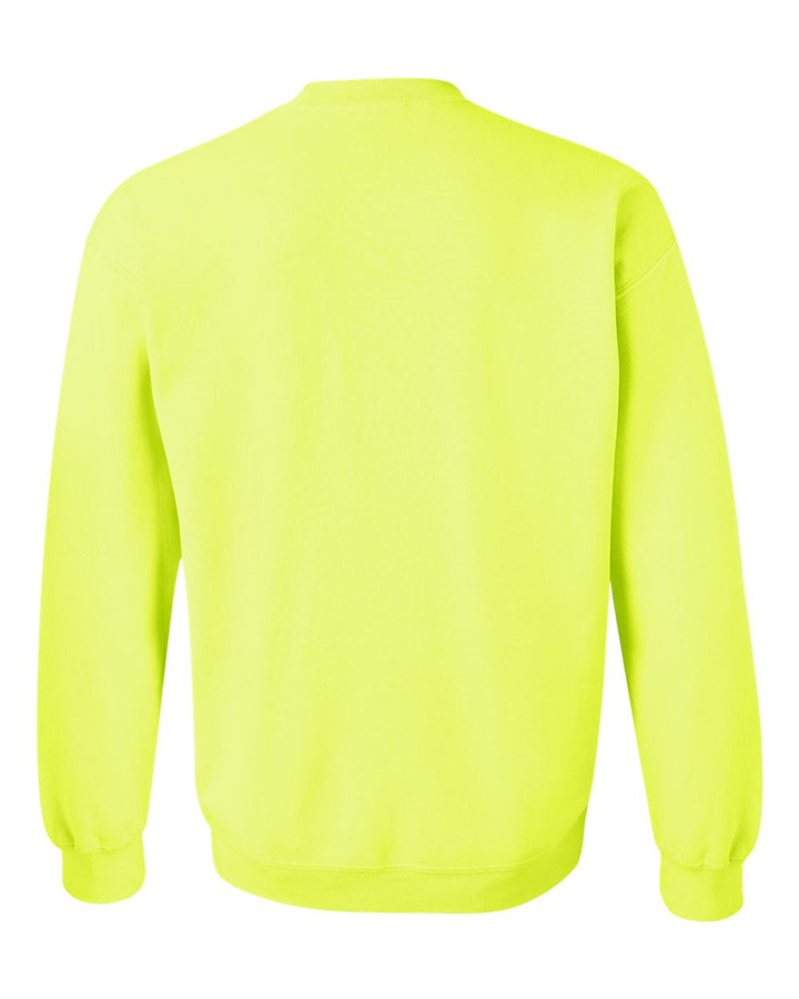 Rear View of Safety Green Heavy Blend™ Crewneck Sweatshirt - 18000