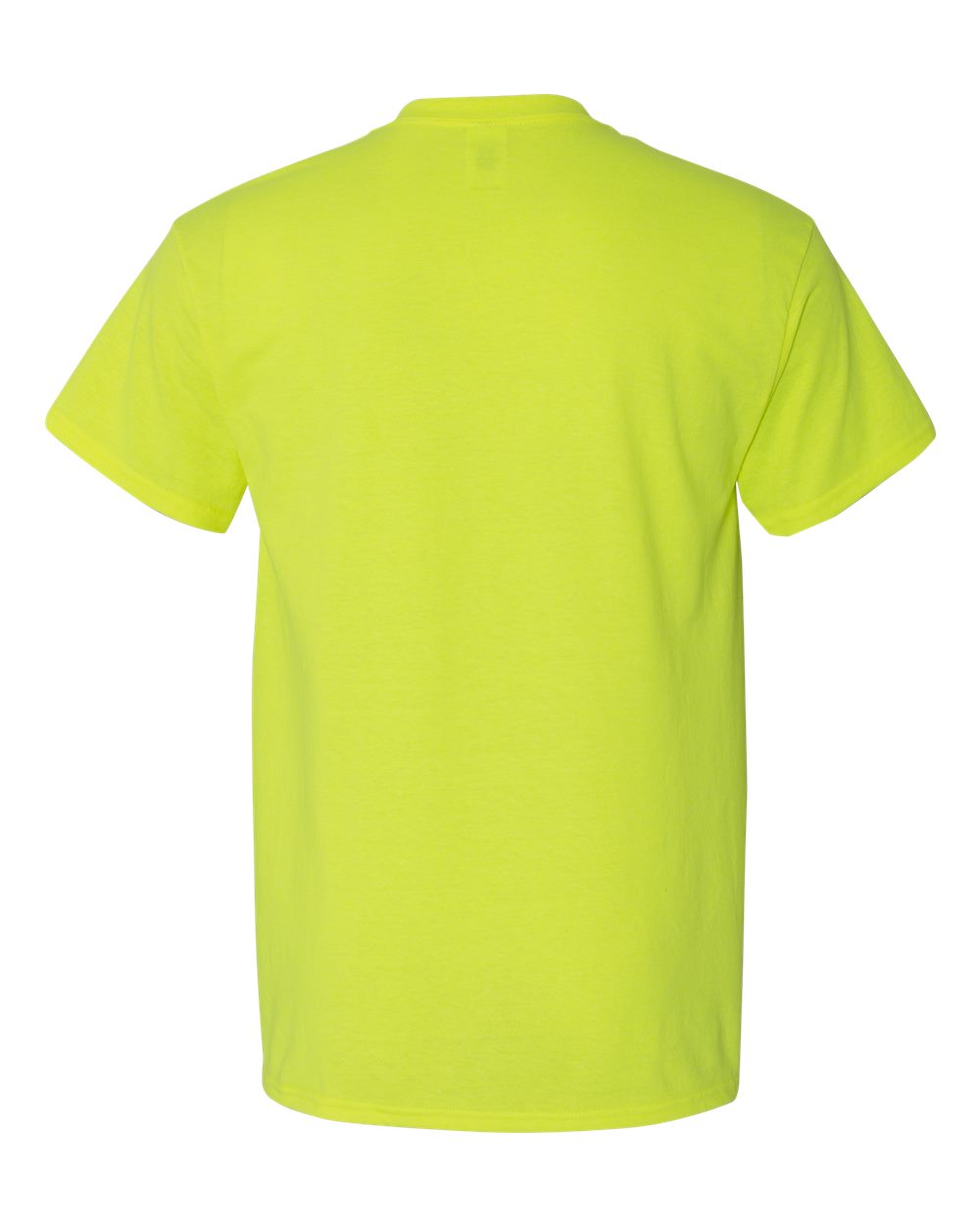 Rear View of Safety Green Heavy Cotton™ Pocket T-Shirt - 5300
