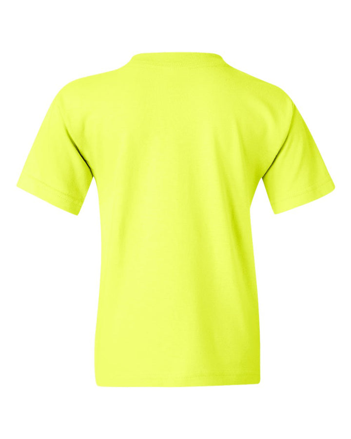 Rear View of Safety Green Heavy Cotton™ Youth T-Shirt - 5000B