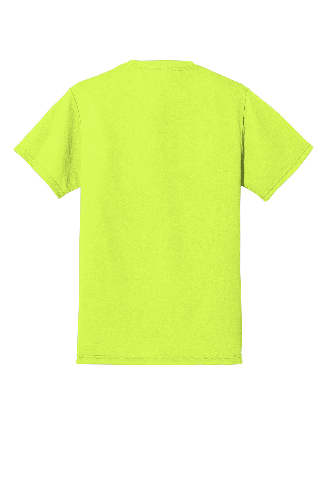 Rear View of Safety Green Jerzees Dri-Power 100% Polyester T-Shirt. 21M
