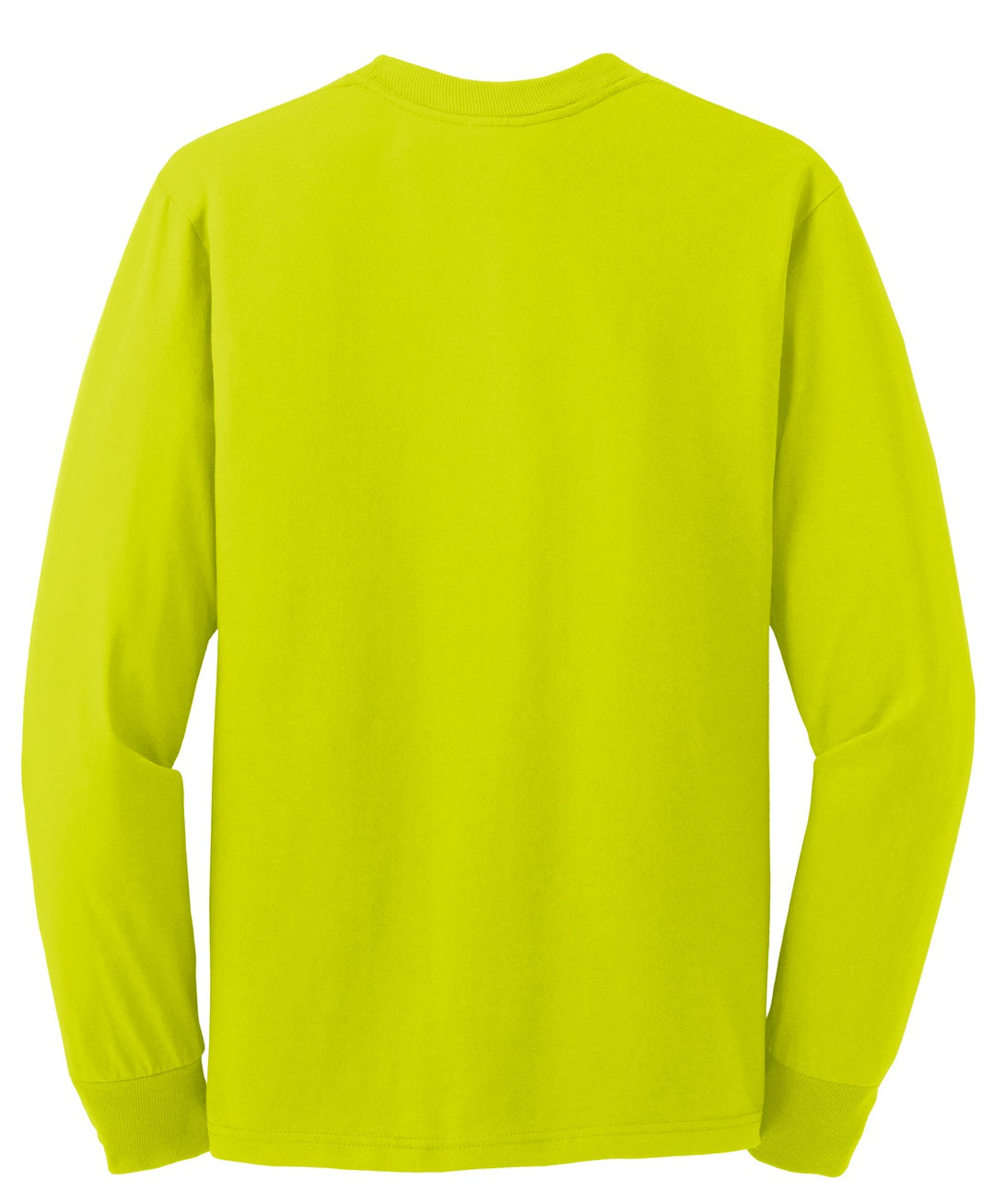 Rear View of Safety Green Jerzees - Dri-Power 50/50 Cotton/Poly Long Sleeve T-Shirt. 29LS