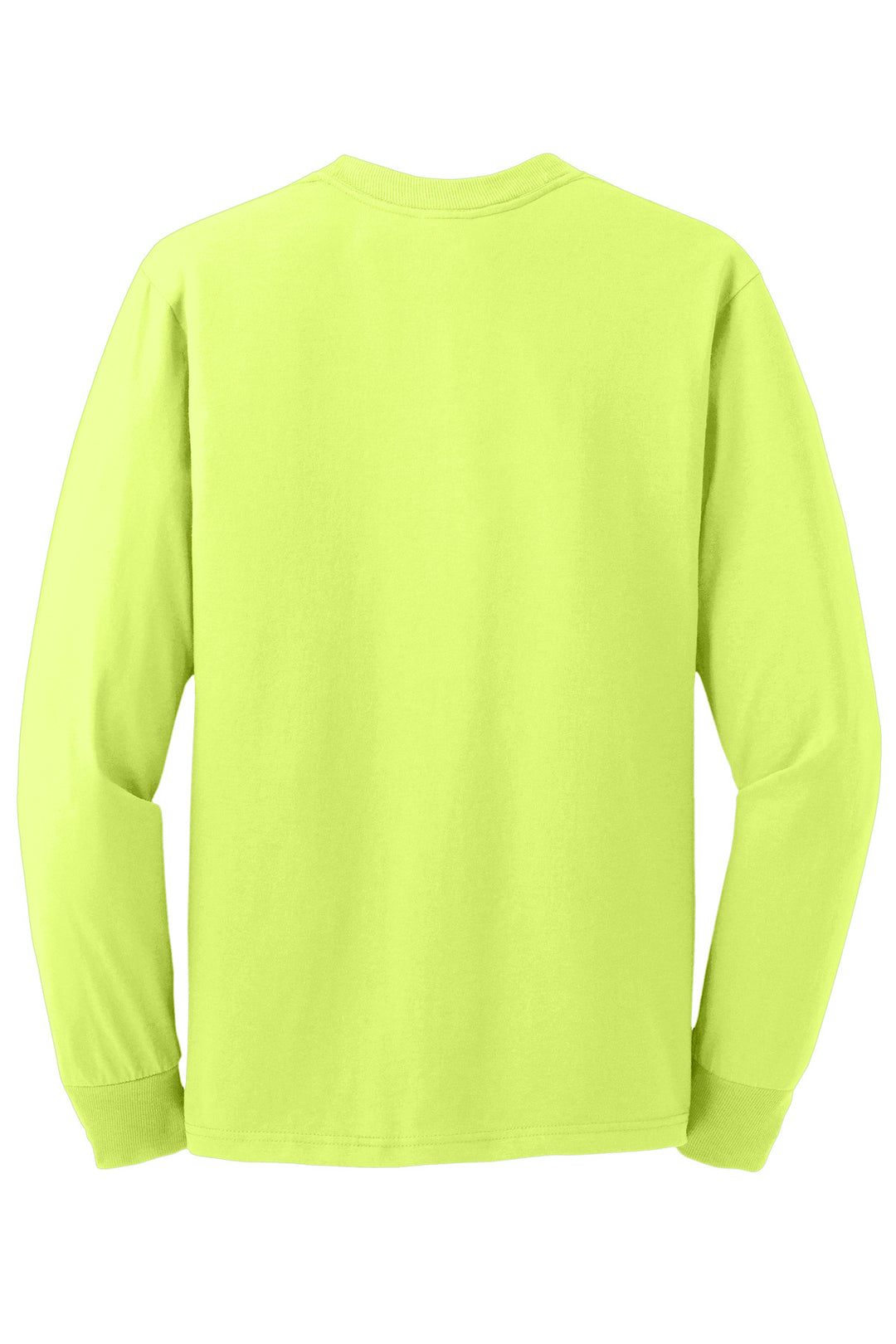 Rear View of Safety Green Jerzees - Dri-Power 50/50 Cotton/Poly Long Sleeve T-Shirt. 29LS