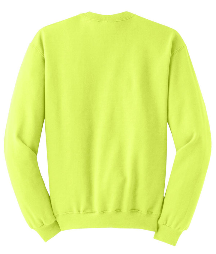 Rear View of Safety Green Jerzees - NuBlend Crewneck Sweatshirt. 562M