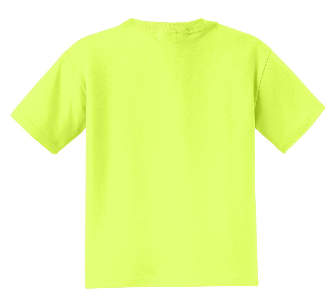 Rear View of Safety Green Jerzees - Youth Dri-Power 50/50 Cotton/Poly T-Shirt. 29B