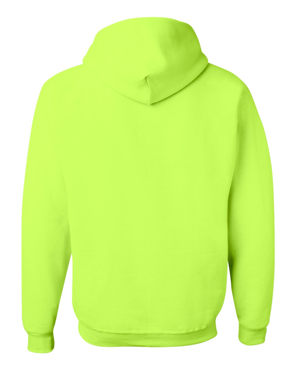 Rear View of Safety Green NuBlend® Hooded Sweatshirt - 996MR