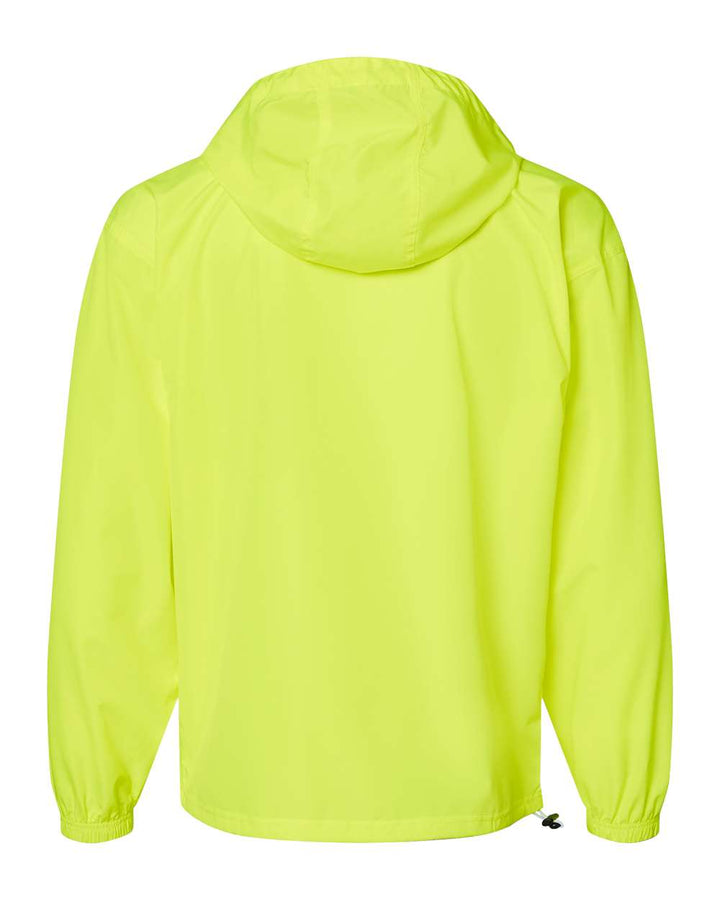 Rear View of Safety Green Packable Anorak Jacket - CO200