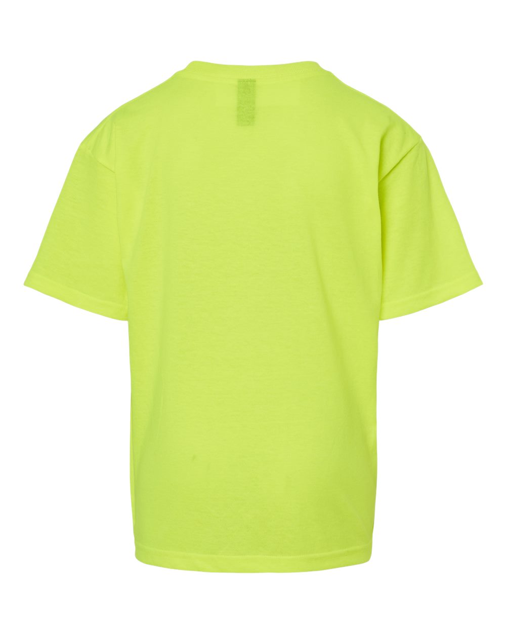 Rear View of Safety Green Youth Gold Soft Touch T-Shirt - 4850