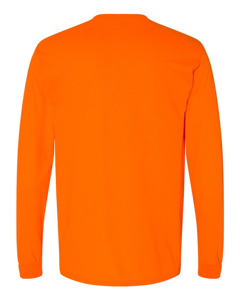 Rear View of Safety Orange DryBlend® 50/50 Long Sleeve T-Shirt - 8400