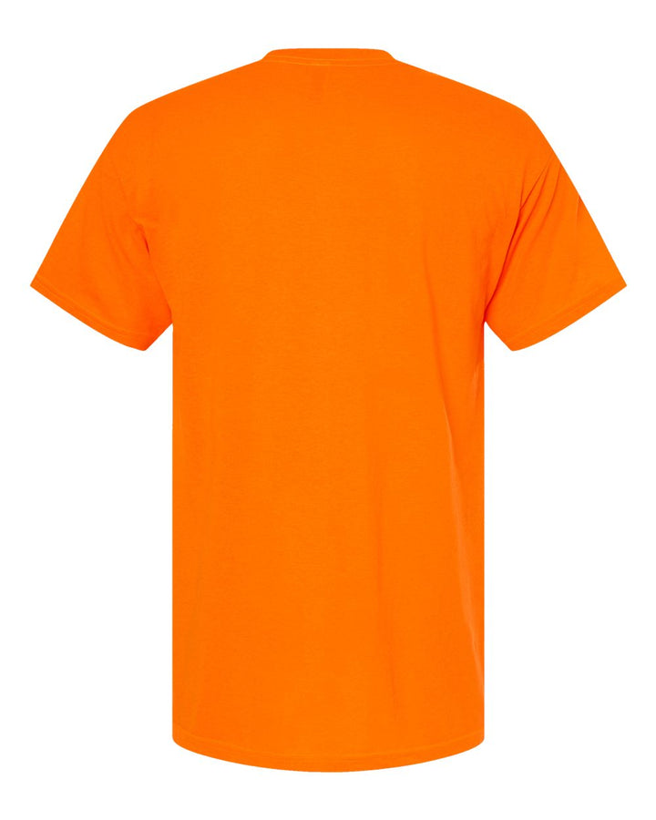 Rear View of Safety Orange Gold Soft Touch T-Shirt - 4800