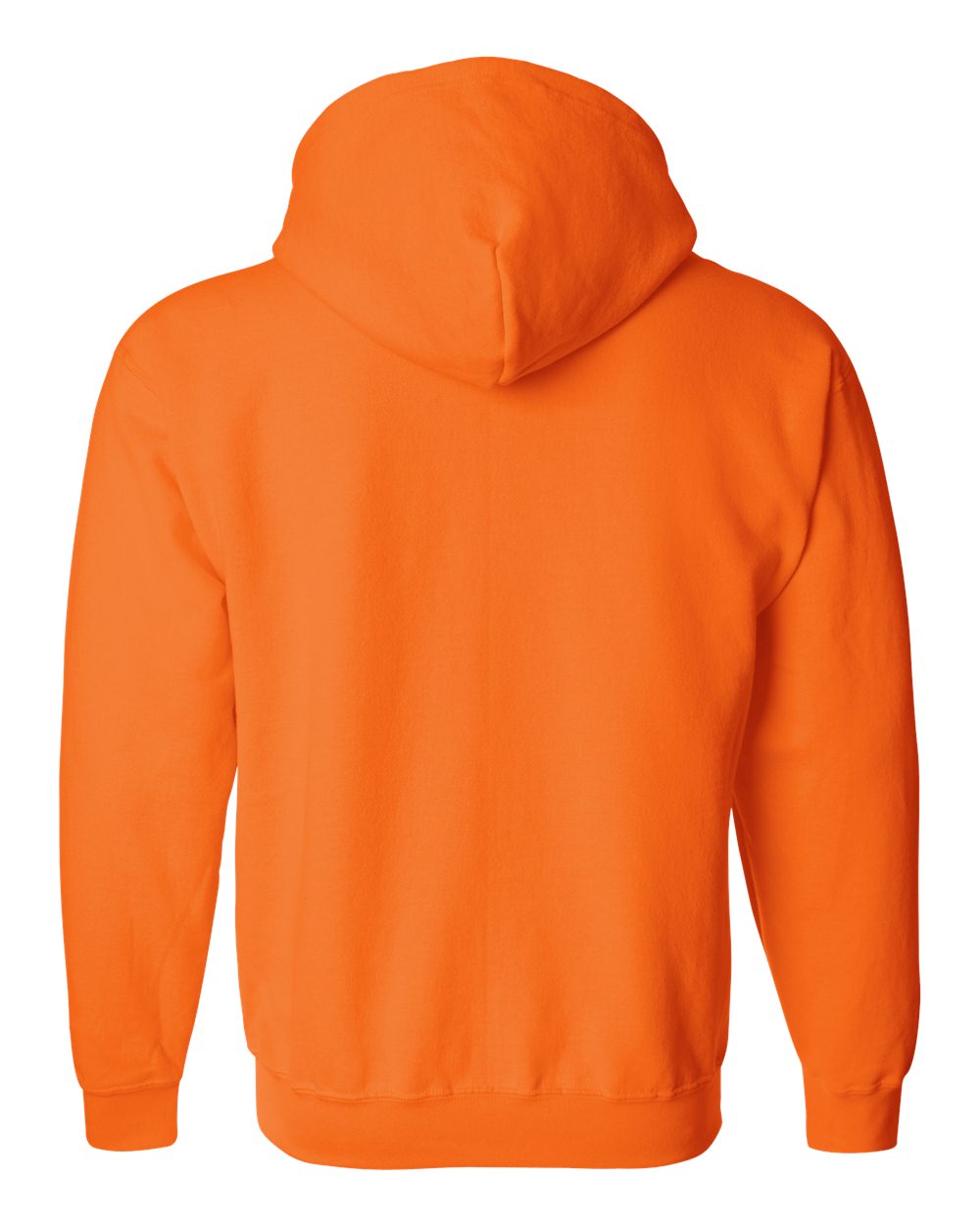 Rear View of Safety Orange Heavy Blend™ Full-Zip Hooded Sweatshirt - 18600