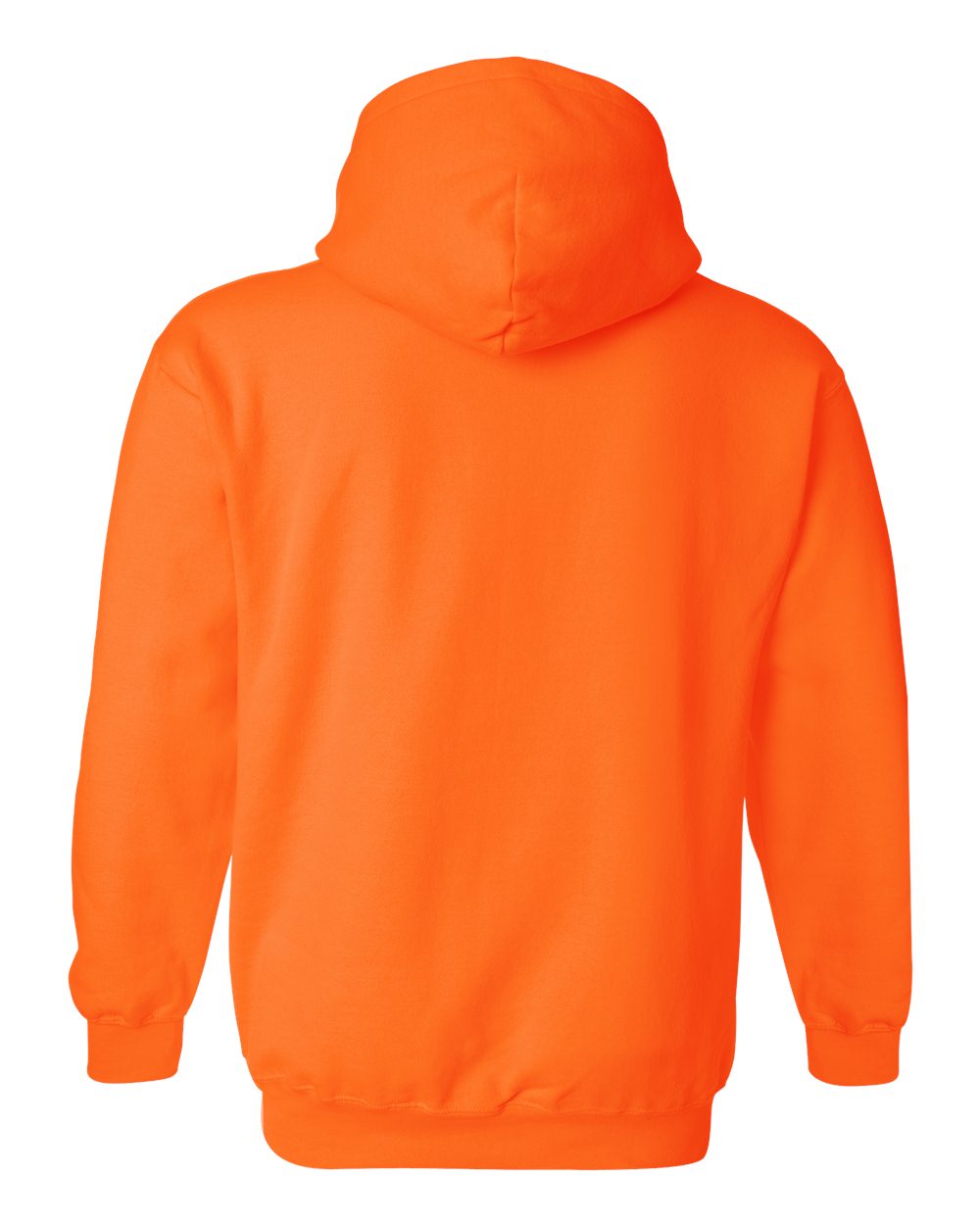 Rear View of Safety Orange Heavy Blend™ Hooded Sweatshirt - 18500