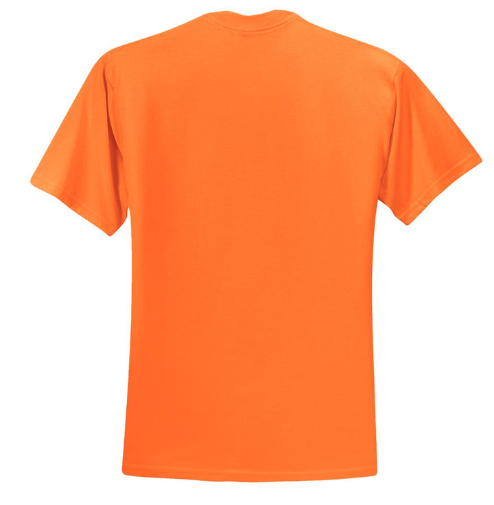 Rear View of Safety Orange Jerzees - Dri-Power 50/50 Cotton/Poly T-Shirt. 29M