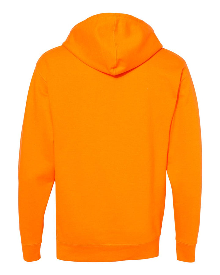 Rear View of Safety Orange Midweight Hooded Sweatshirt - SS4500
