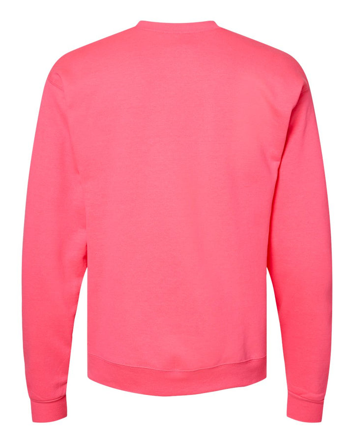 Rear View of Safety Pink Ecosmart® Crewneck Sweatshirt - P160