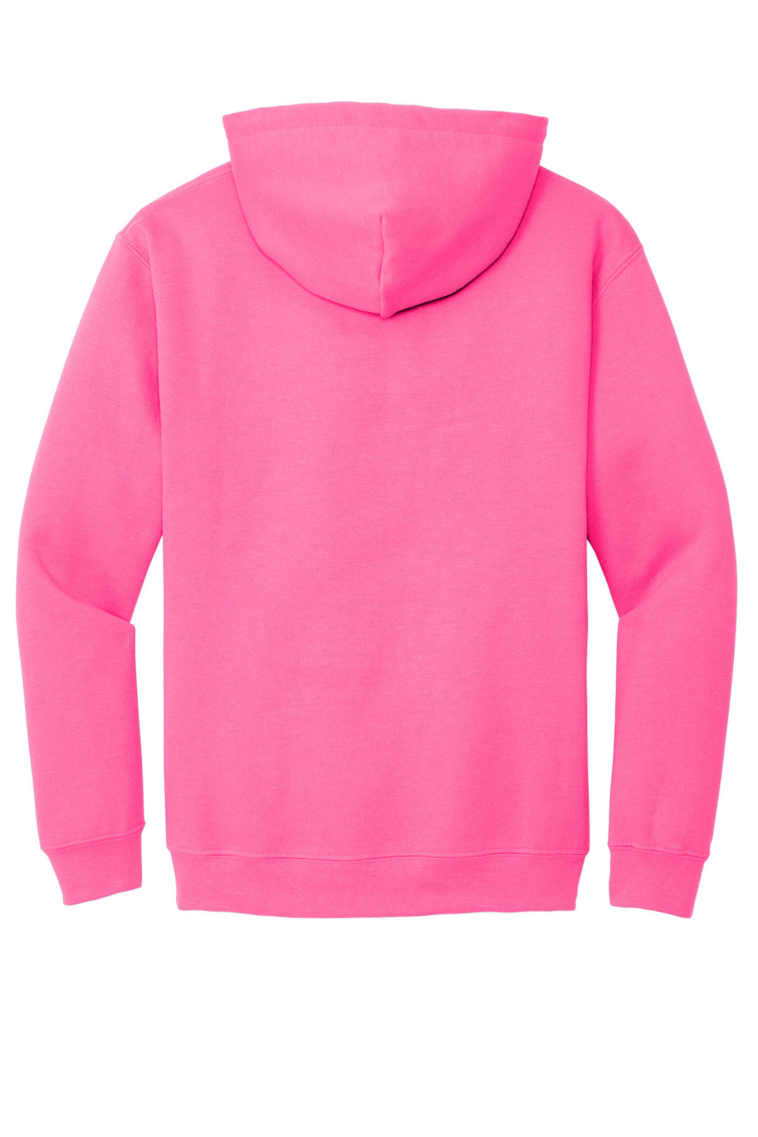 Rear View of Safety Pink Gildan - Heavy Blend Hooded Sweatshirt. 18500