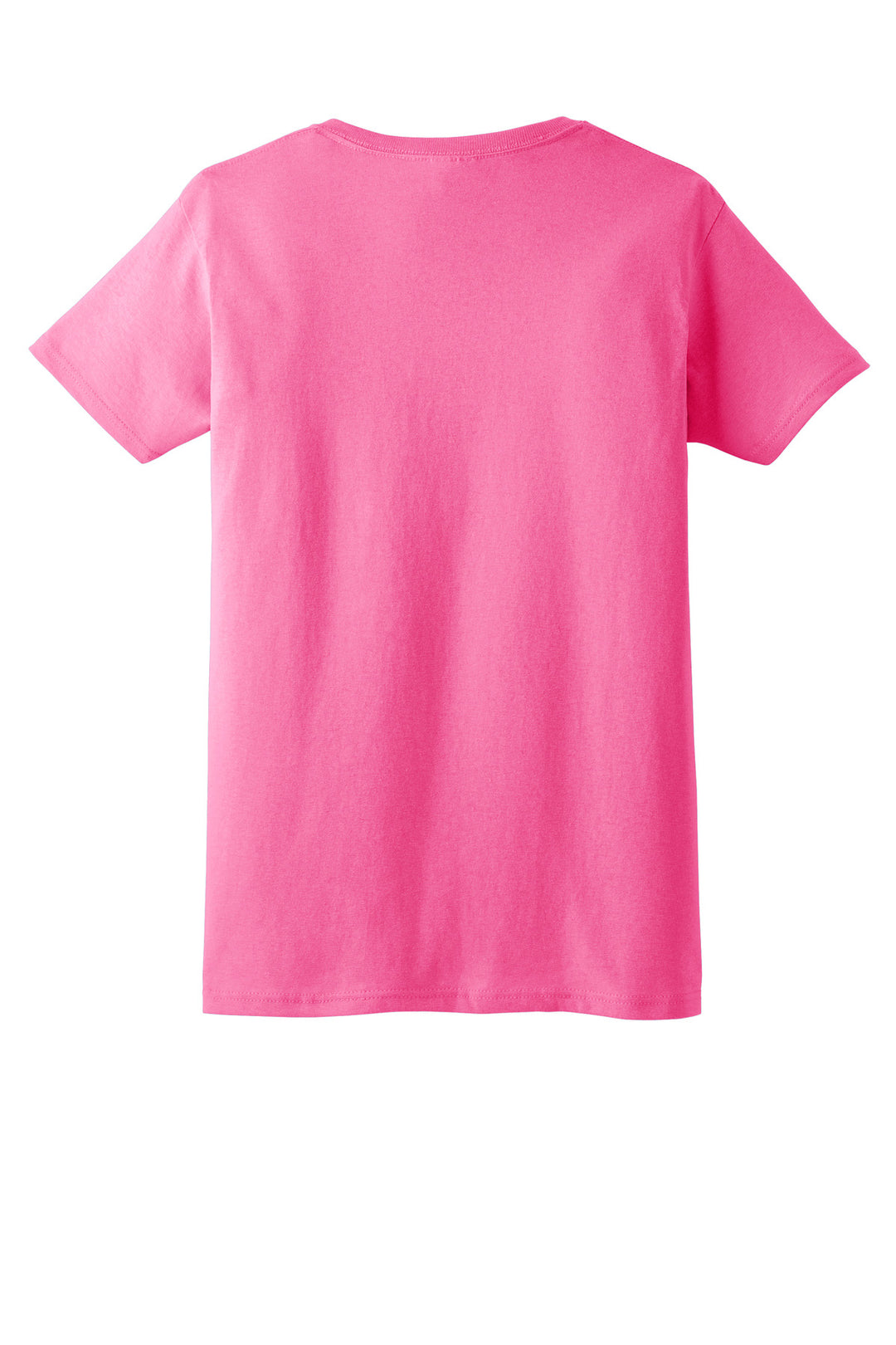 Rear View of Safety Pink Gildan Women's Ultra Cotton 100% US Cotton T-Shirt. 2000L