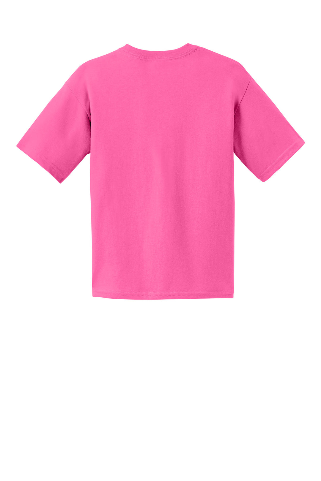 Rear View of Safety Pink Gildan - Youth Ultra Cotton 100% US Cotton T-Shirt. 2000B