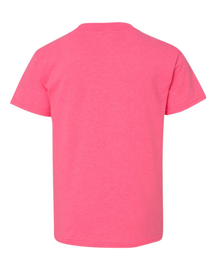 Rear View of Safety Pink Heavy Cotton™ Youth T-Shirt - 5000B