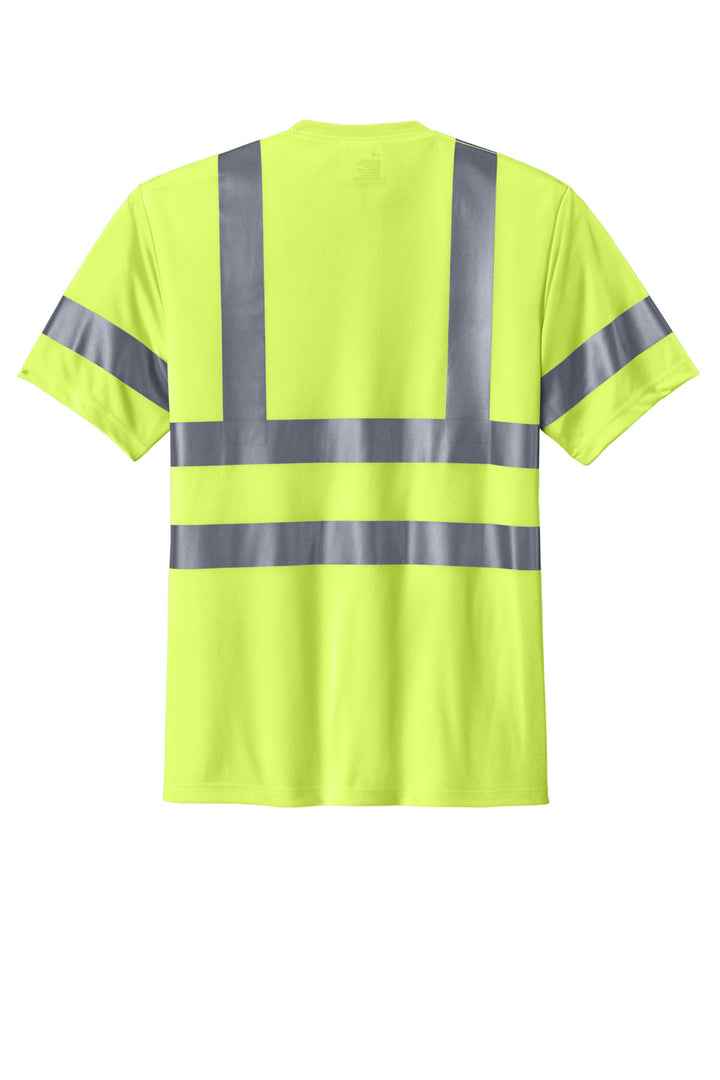 Rear View of Safety Yellow CornerStone - ANSI 107 Class 3 Short Sleeve Snag-Resistant Reflective T-Shirt. CS408