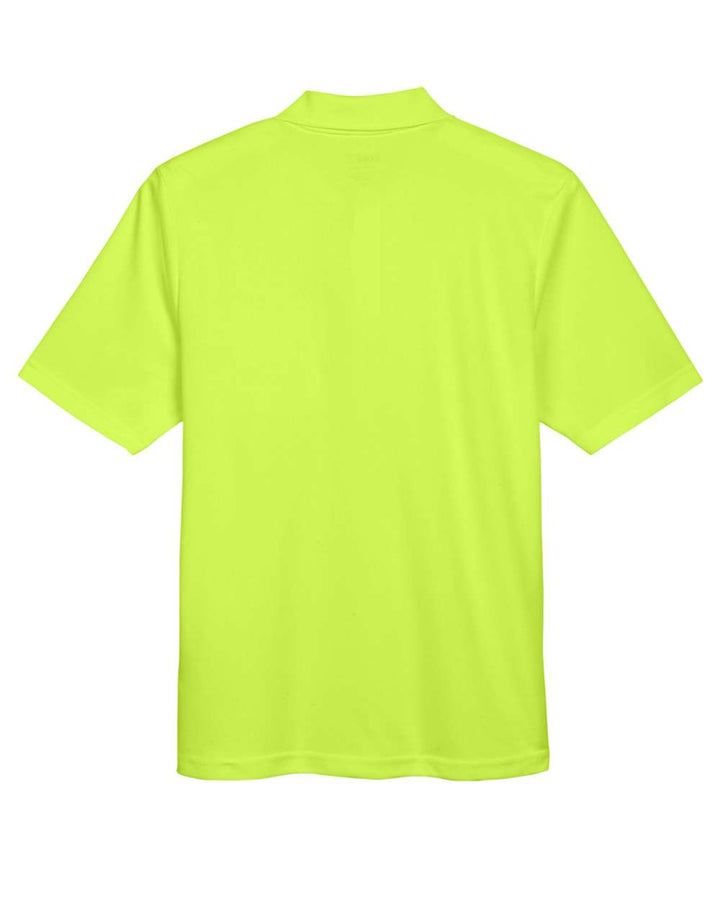 Rear View of Safety Yellow Men's Origin Performance Piqué Polo with Pocket - 88181P