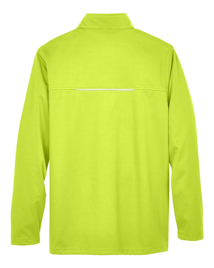 Rear View of Safety Yellow Men's Techno Lite Three-Layer Knit Tech-Shell - CE708