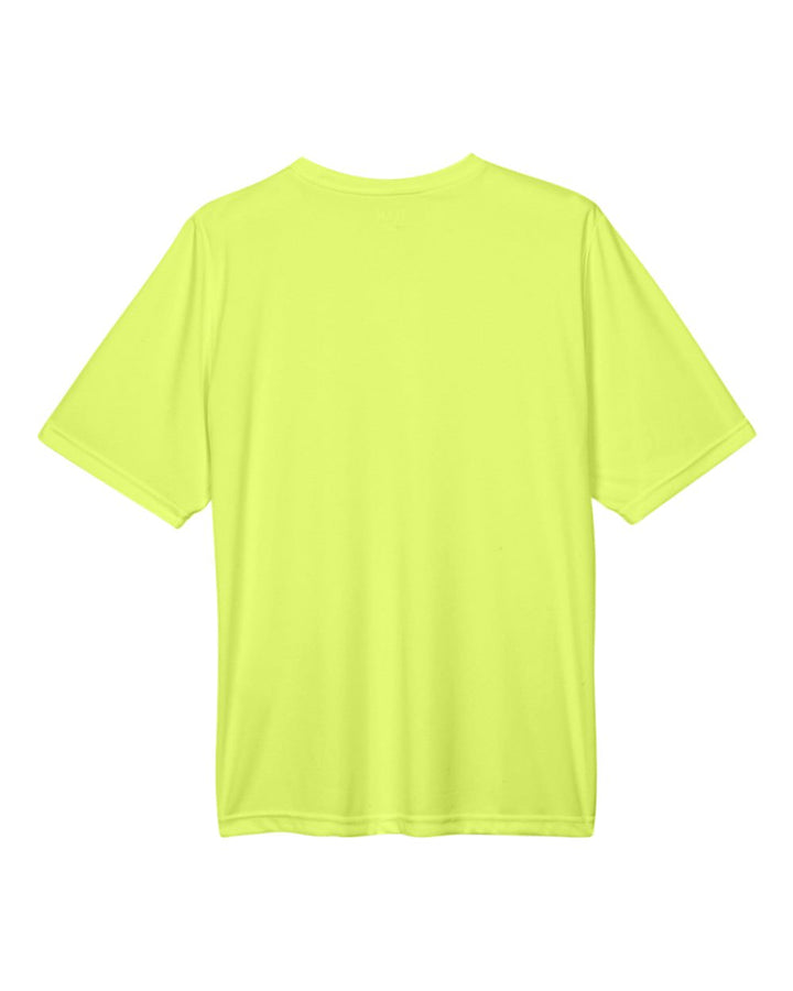 Rear View of Safety Yellow Men's Zone Performance T-Shirt - TT11