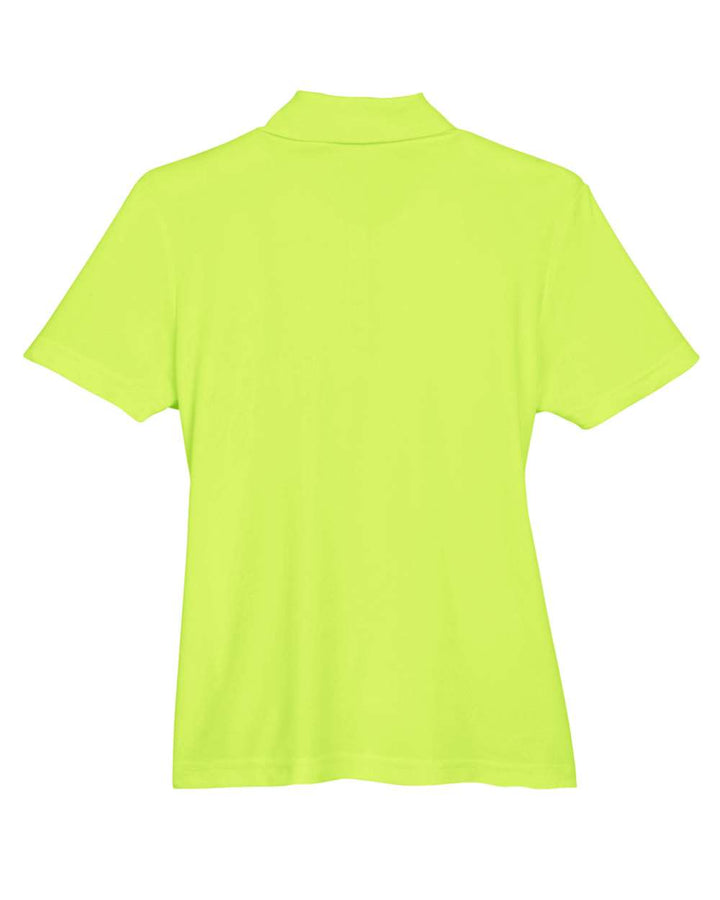 Rear View of Safety Yellow Women's Origin Performance Piqué Polo with Pocket - 78181P