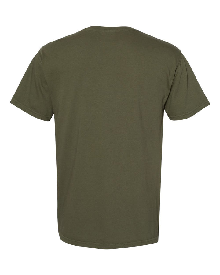 Rear View of Sage Garment-Dyed Heavyweight Pocket T-Shirt - 6030