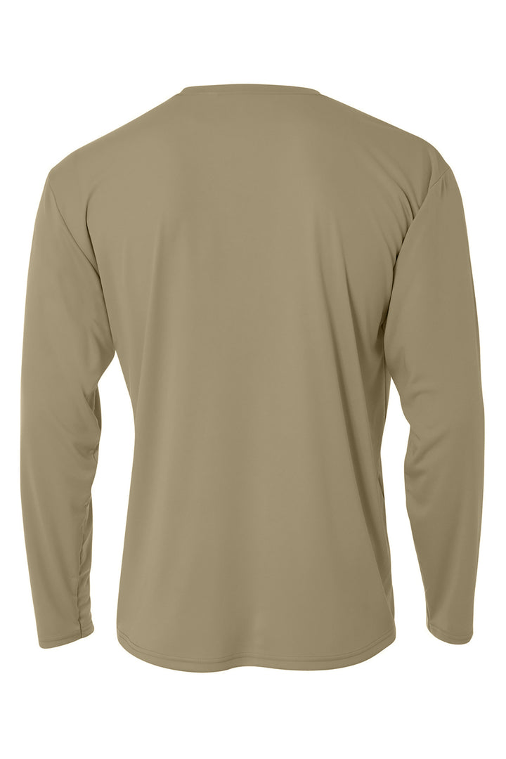 Rear View of Sand A4 Cooling Performance Long Sleeve Tee A4N3165
