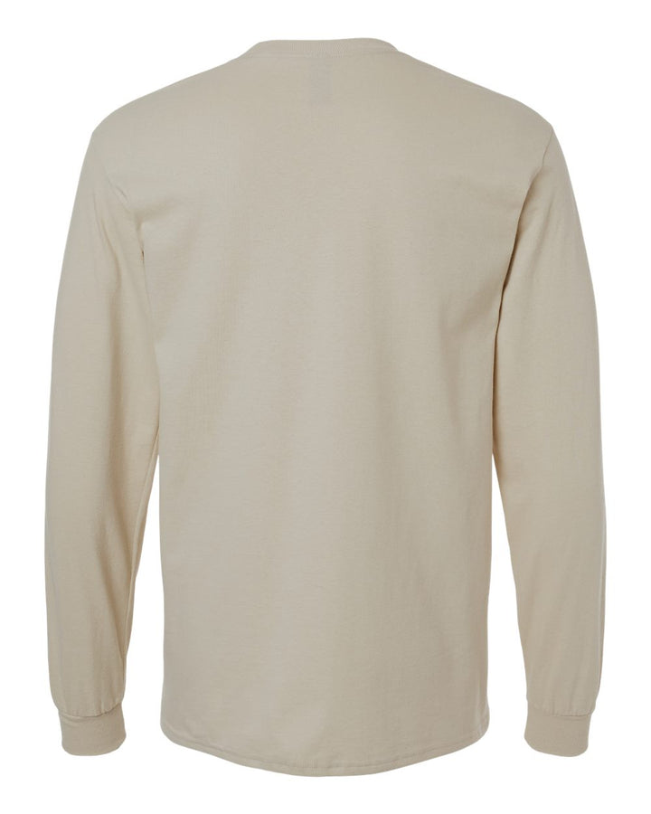 Rear View of Sand Ultra Cotton® Long Sleeve T-Shirt - 2400